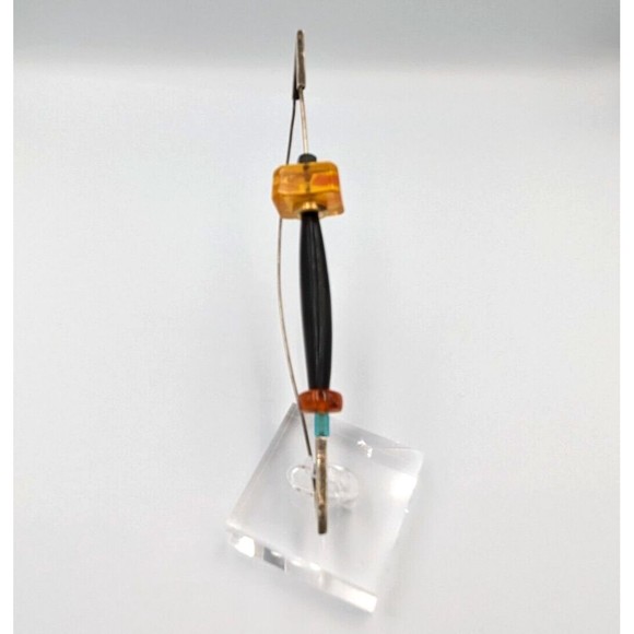 Sterling Silver Amber Brooch Modernist Artist Made Vintage Safety Pin Type 925 - Picture 5 of 13